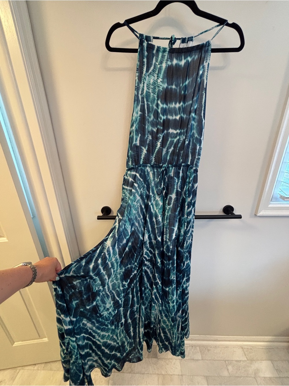 Lulu's Blue Teal Tie-Dye Maxi Dress